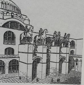 Фото. Конные памятники над главным входом в храм Святой Софии в Константинополе. Реконструкция
