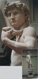 Фото. Микеланджело. Голова Давида. Фрагмент. Оригинал стоит в музее Академии во Флоренции. 1504
