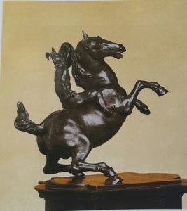 Школа Леонардо да Винчи. Вздыбившийся конь с наездником. 1506-1508. Бронза