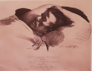 Брюллов на смертном одре. 1852. Литография по рисунку Керубино Корньенти