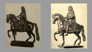 Жирардон. Уменьшенная копия памятника Людовику XIV. Слева: Копия из Лувра. Справа: Копия из Эрмитажа