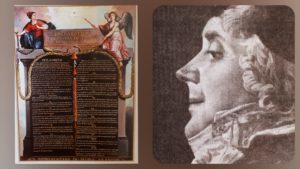 Слева: Декларация прав человека и гражданина. 1789. Справа: ангельская мордашка Талейрана-Перигора - фрагмент картины Давида «Коронация Наполеона»